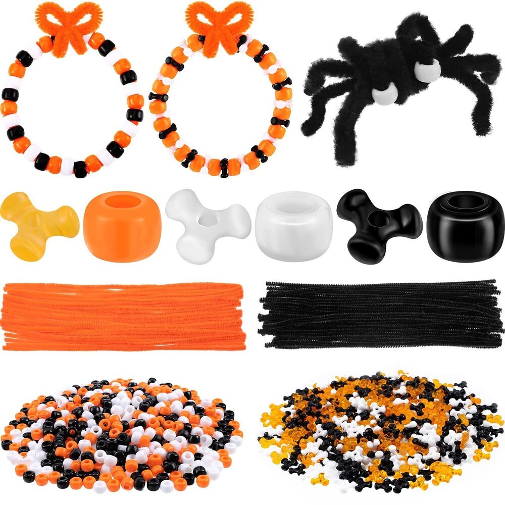 5829 1250 Pieces Halloween Pony Beads DIY Kit Including 600 Pieces